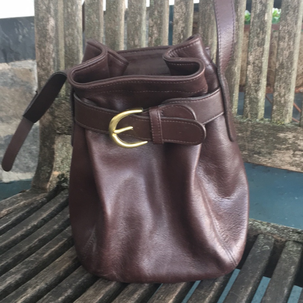 COACH C7H-4156 Small Chocolate Leather Bucket Bag